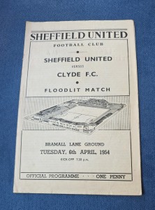 SHEFFIELD UNITED V CLYDE F.C 1953/54 FLOODLIT MATCH 4 PAGE PROGRAMME for sale on Ebay