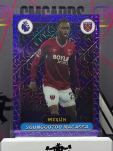 2025-26 Topps Merlin Premier League Soungoutou Magassa Purple Mojo /75 West Ham for sale on Ebay