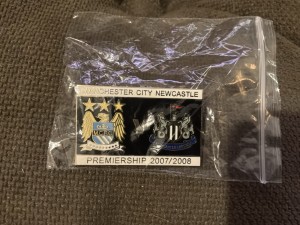 Manchester City vs Newcastle United Football Pin Badge 2007/2008 for sale on Ebay