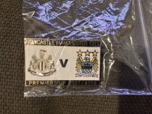 Newcastle United vs Manchester City Football Pin Badge 2007/2008 for sale on Ebay