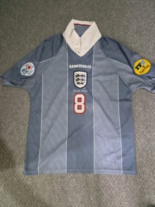 England 1996 Away Shirt Size Large Gascoigne #8 Authentic  for sale on Ebay