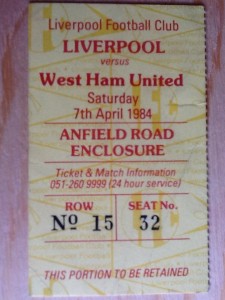 Used ticket - Liverpool v West Ham Utd - League Division One 07Apr84 for sale on Ebay