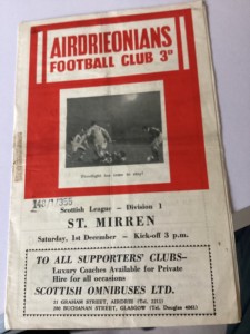 Airdrie v St.Mirren 1.12.1956 for sale on Ebay