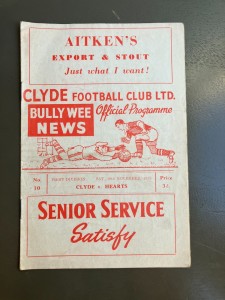 Clyde v Hearts 28th Nov 1959 Scottish League Div 1, Hearts Title Year for sale on Ebay