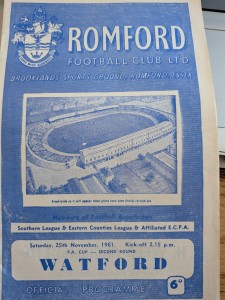 Romford v Watford. FA Cup Round 2. 1961-1962 for sale on Ebay