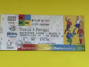 Euro 96 Ticket Croatia V Portugal City Ground Nottingham 19/6/96 for sale on Ebay