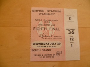 England v France Group 1 1966 World Cup original ticket for sale on Ebay