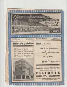 1937/38 Division 3 (South).Watford v Crystal Palace. for sale on Ebay