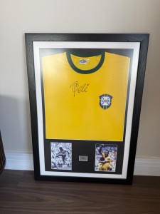 Pelé Signed Brazil Shirt Framed Display with Certificate of Authenticity for sale on Ebay