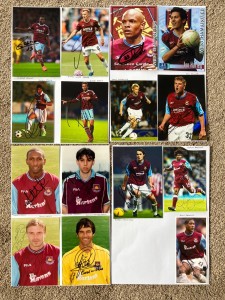 15 hand signed photographs of West Ham United footballers for sale on Ebay
