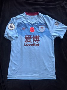 BURNLEY FC CHRIS WOOD 2019-2020 POPPY SHIRT AWAY for sale on Ebay