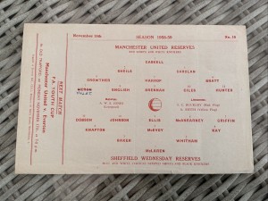 Season 1958/59. Manchester United Reserve V Sheffield Wednesday for sale on Ebay