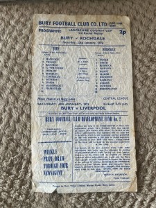 BURY V ROCHDALE LANCASHIRE COUNTY CUP 1972-73 3rd REPLAY SINGLE SHEET for sale on Ebay