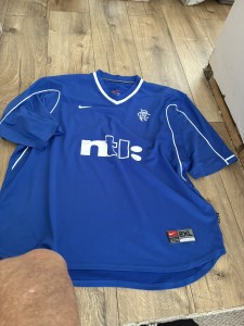 GENUINE ORIGINAL 1999 RANGERS HOME SHIRT XXL LIGHT WEAR  for sale on Ebay