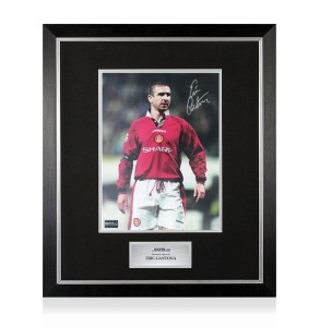 Eric Cantona Signed Man Utd Photo Framed: Collar Up Celebration for sale on Ebay