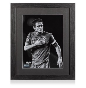 ARTIST SIGNED Frank Lampard Tribute Artwork In Black Wooden Frame: Chelsea Icon for sale on Ebay