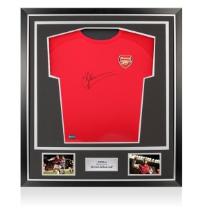 Dennis Bergkamp Front Signed Arsenal T-Shirt In Classic Frame for sale on Ebay