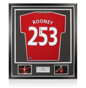 Wayne Rooney Back Signed Man Utd 2022-23 Home Shirt Framed: 253 Goals for sale on Ebay