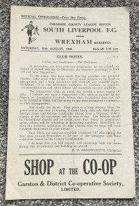 RARE - South Liverpool v Wrexham (Cheshire League) 1945/46 Single sheet  for sale on Ebay