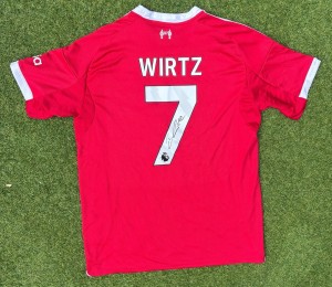 FLORIAN WIRTZ rare hand signed 25/26 Liverpool home shirt with COA for sale on Ebay