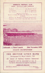 Arbroath v Third Lanark (Scottish League) 1959/1960 for sale on Ebay