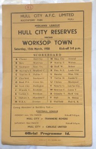 HULL CITY RES v WORKSOP TOWN 15/3/58 for sale on Ebay