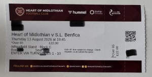 Heart of Midlothian ( Hearts ) v SL Benfica Europa League 2026 Used Ticket for sale on Ebay