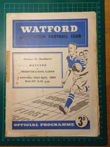 Vintage Watford v Brighton & Hove Albion Football Programme 22 April 1950 3d for sale on Ebay