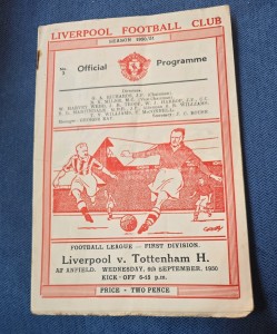 LIVERPOOL V TOTTENHAM HOTSPUR 1950/51 PROGRAMME for sale on Ebay