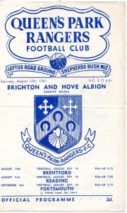 QUEENS PARK RANGERS V BRIGHTON & HOVE ALBION FRIENDLY 12/8/1961 for sale on Ebay