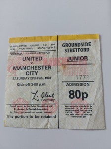 VINTAGE MANCHESTER UNITED /MAN UTD v MANCHESTER CITY FOOTBALL TICKET 1982 for sale on Ebay