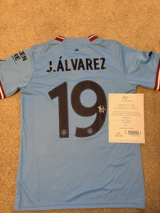 Signed Julian Alvarez Manchester City shirt with COA for sale on Ebay