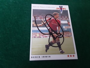 MANCHESTER UNITED - DENIS IRWIN SIGNED Panini Football Trading Card  for sale on Ebay