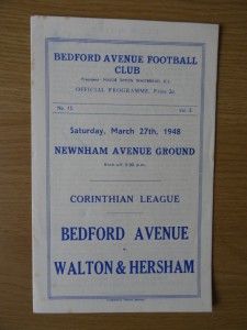 BEDFORD AVENUE v Walton & Hersham 47/8 Corinthian League EXCELLENT CONDITION for sale on Ebay