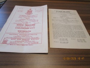 CHELMSFORD  CITY   v   WEYMOUTH  1960/1  MARCH 4th  + extra TOUCHLINE journal for sale on Ebay