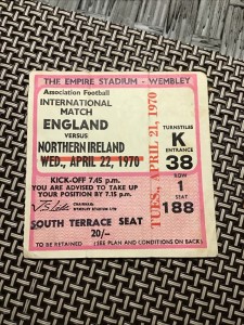 England V Northern Ireland 1970 Football Ticket Stub ( Bobby Charlton 100th game for sale on Ebay