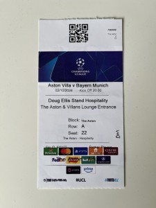 Aston Villa v Bayern Munich Champions League Football Match Ticket Stub 2024 for sale on Ebay