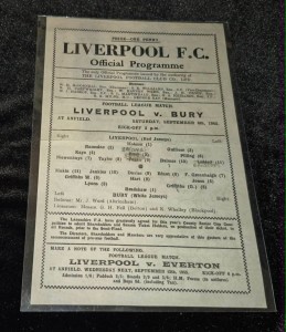 Original 1945 Liverpool FC v Bury Programme for sale on Ebay