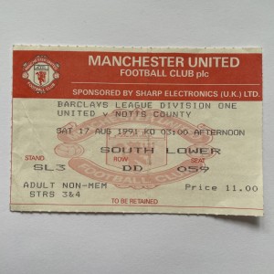 17th Aug 1991 Manchester United v Notts County Barclays League Division 1 Ticket for sale on Ebay
