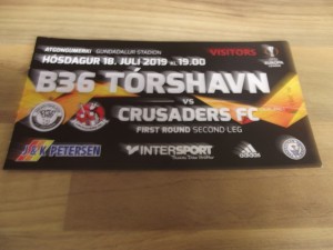 B36 TORSHAVN v CRUSDAERS  TICKET UEFA EUROPA LEAGUE GAME JULY 2019 for sale on Ebay