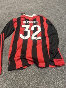 Med Ac Milan Beckham 06-07 Football Shirt Long Sleeve Home for sale on Ebay