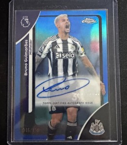 Topps Chrome Premier League Bruno Guimarães Newcastle #CA-BG Blue /150 Auto for sale on Ebay