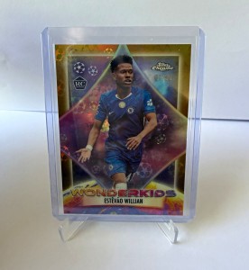 Topps Chrome UCL 2025 Wonderkids WK-3 Estêvão Willian RC 01/50 Chelsea gold for sale on Ebay