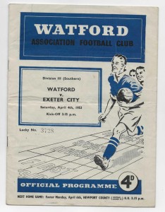 1952/53 Division 3 South - WATFORD v. EXETER CITY for sale on Ebay