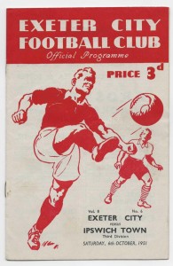 1951/52 Division 3 South - EXETER CITY v. IPSWICH TOWN for sale on Ebay