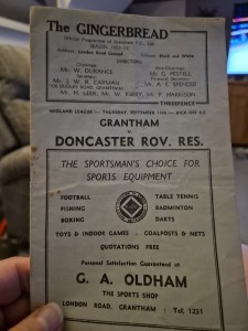 Grantham Town V Doncaster Rovers Reserves 11th September 1952 for sale on Ebay