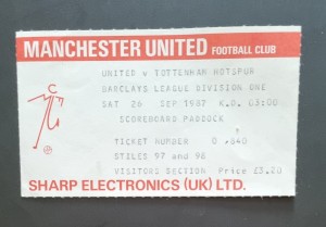 Manchester United v Tottenham/Spurs 1987/88 ticket for sale on Ebay