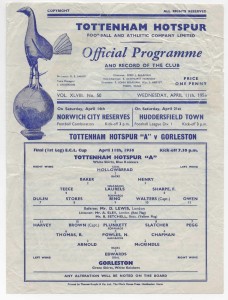 1956 Eastern Counties League Cup Final 1st Leg - TOTTENHAM HOTSPUR A v GORLESTON for sale on Ebay