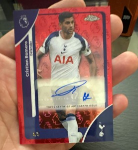 Topps Chrome Premier League Logofractor Tottenham Cristian Romero CA-ER Auto 4/5 for sale on Ebay