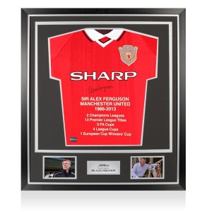 Sir Alex Ferguson Signed Man Utd 1999 Champions League Shirt Framed for sale on Ebay